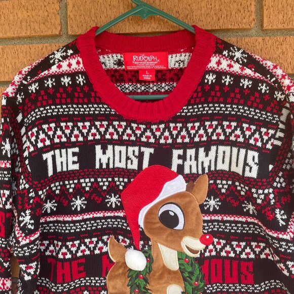 New NWT Rudolph The Most Famous Red Nosed Reindeer Christmas Sweater Unisex - Picture 3 of 13